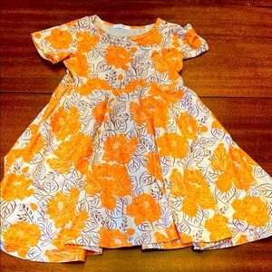 Charming Orange Floral Kids Dress